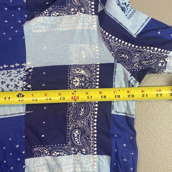 UNZIPPED Paisley Patchwork Pullover Long Sleeve Lightweight Cotton Womens M Blue - Picture 7 of 9